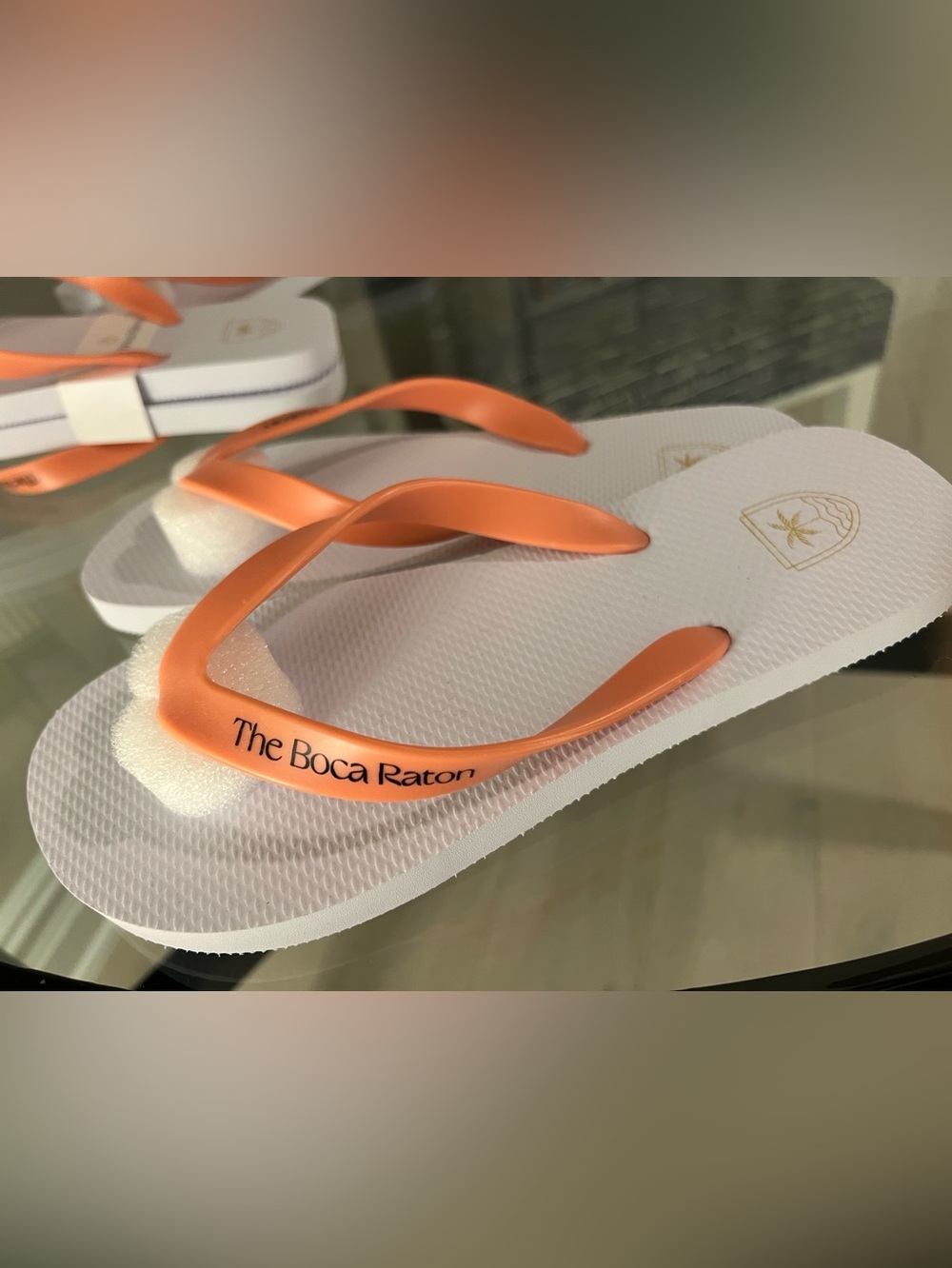The Boca Raton Resort White & Coral Flip Flops